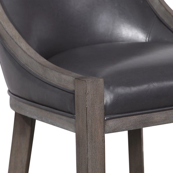 Uttermost Elowen Weathered Charcoal Brown Leather Counter Stool