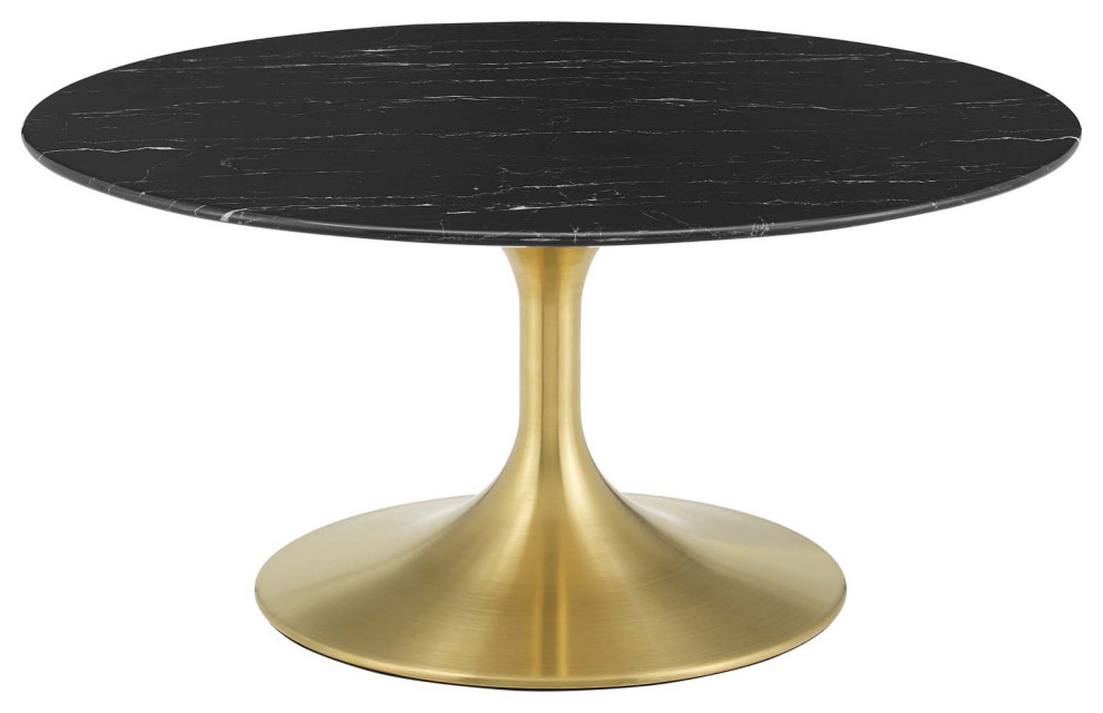 Coffee Table  Round  Artificial Marble  Metal  Gold Black  Modern  Lounge   Midcentury   Coffee Tables   by House Bound  Houzz