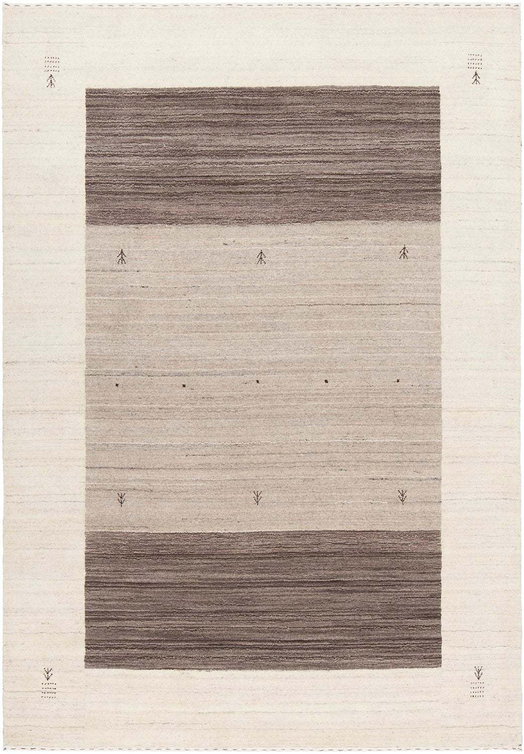 Elantra Brown/Cream Hand Knotted Wool Rug