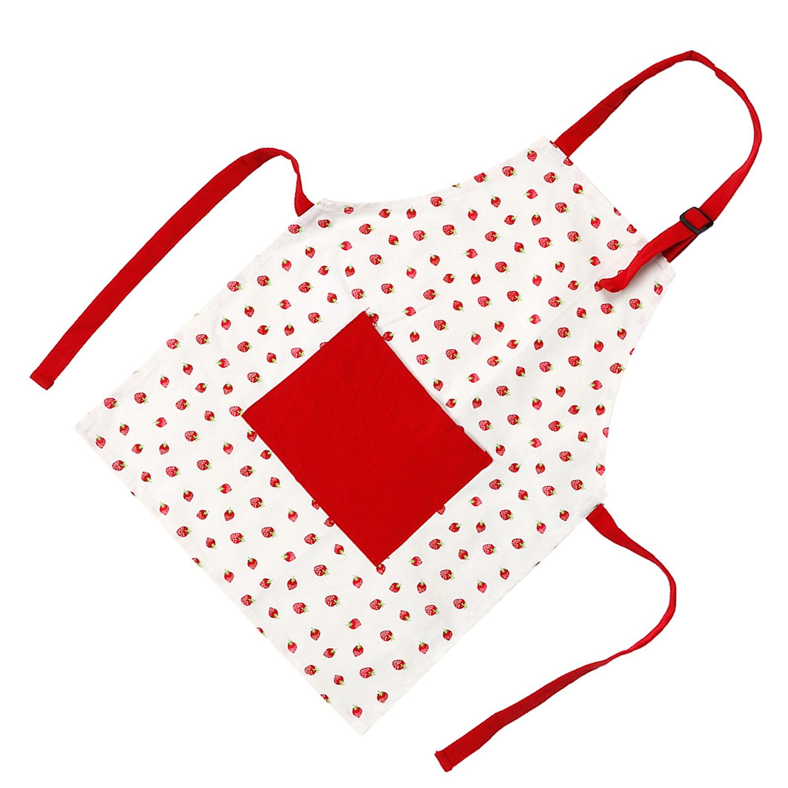 Children Kids Cooking Baking Painting Apron Chefs Kitchen Red Strawberry