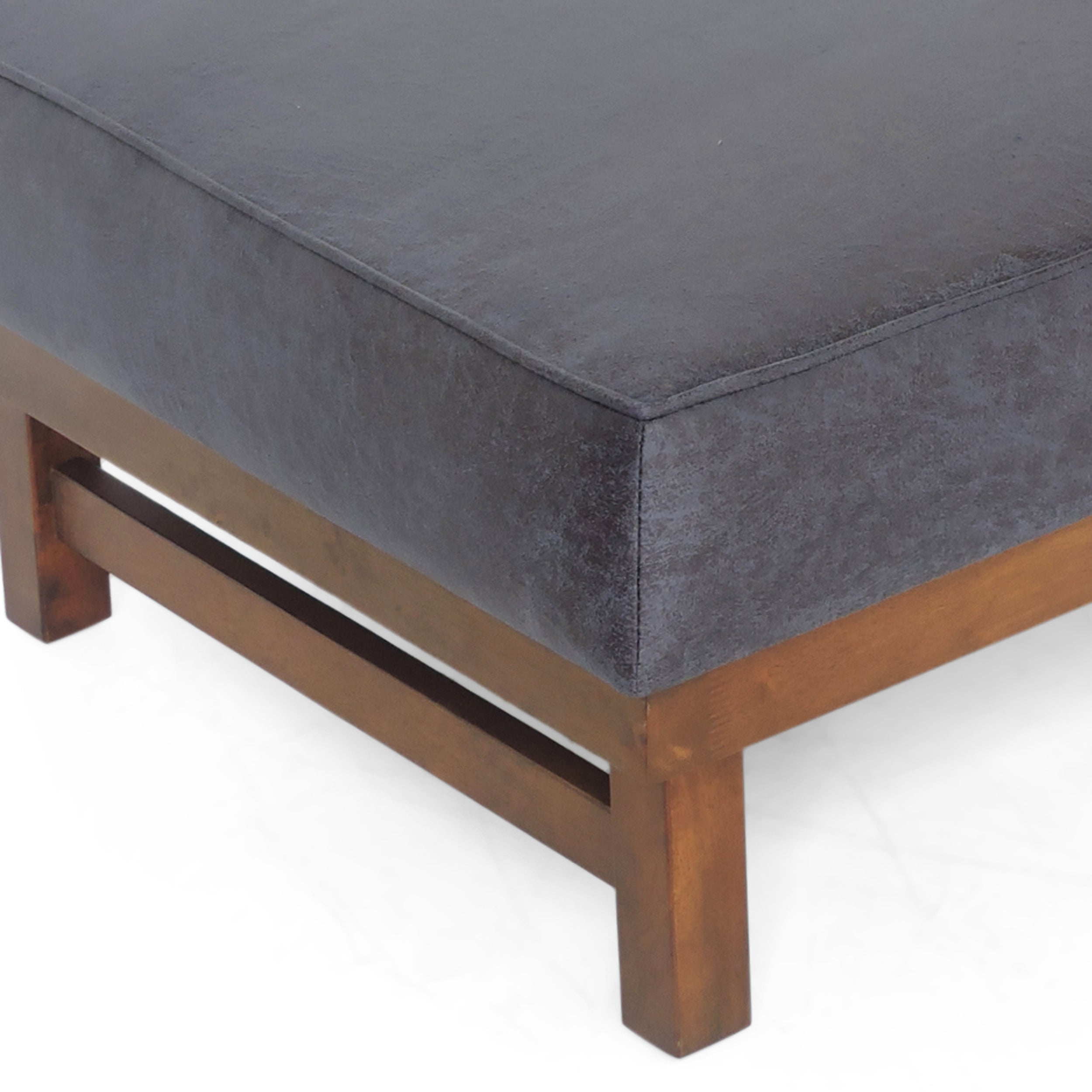 Temzyl Modern Microfiber Cocktail Ottoman with Wood Frame