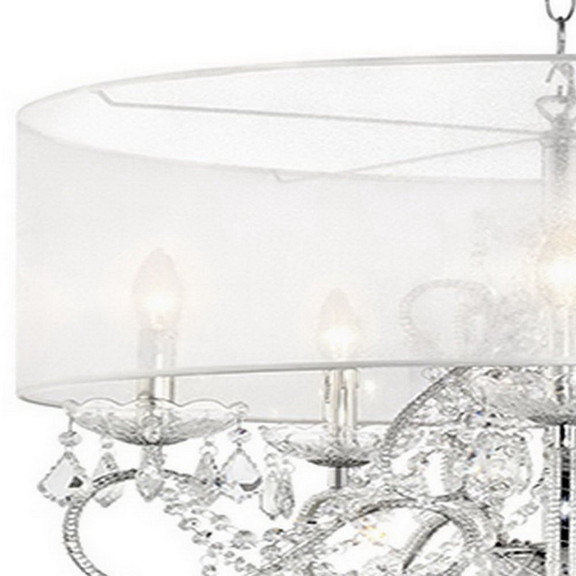 Benjara BM240301 Ceiling Lamp with Hanging Crystal...