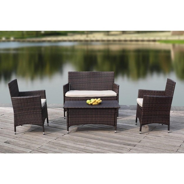 Figueroa 4 Piece Patio Outdoor Conversation Set Safavieh