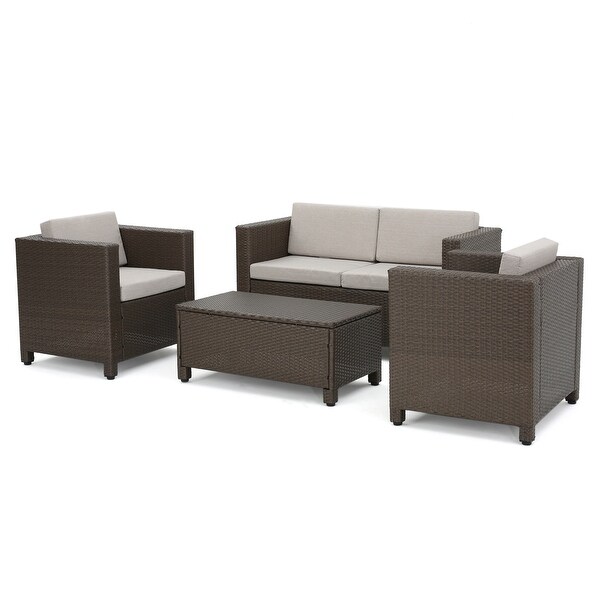 Puerta Outdoor 4piece Chat Set with Cover by Christopher Knight Home