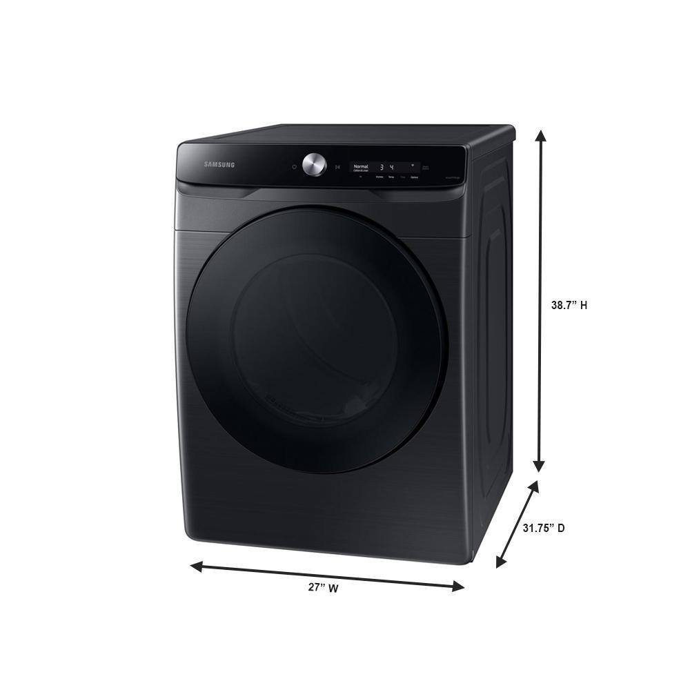  7.5 cu. ft. Smart Stackable Vented Electric Dryer with Smart Dial and Super Speed Dry in Brushed Black DVE50A8600V