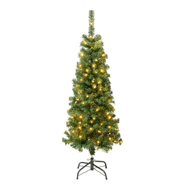 National Tree Company 4.5 ft. Prelit Artificial Linden Spruce Wrapped Tree 150 Warm White LED Lights