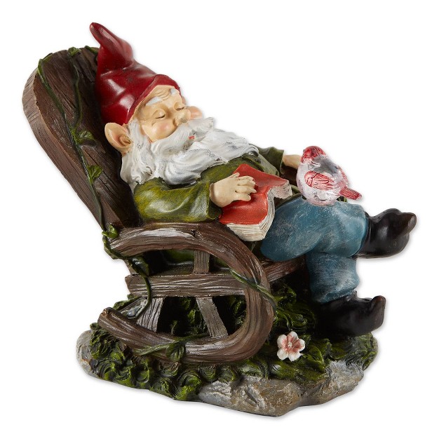 Polyresin Red Bird Rocking Chair Solar Garden Gnome Zingz amp Thingz