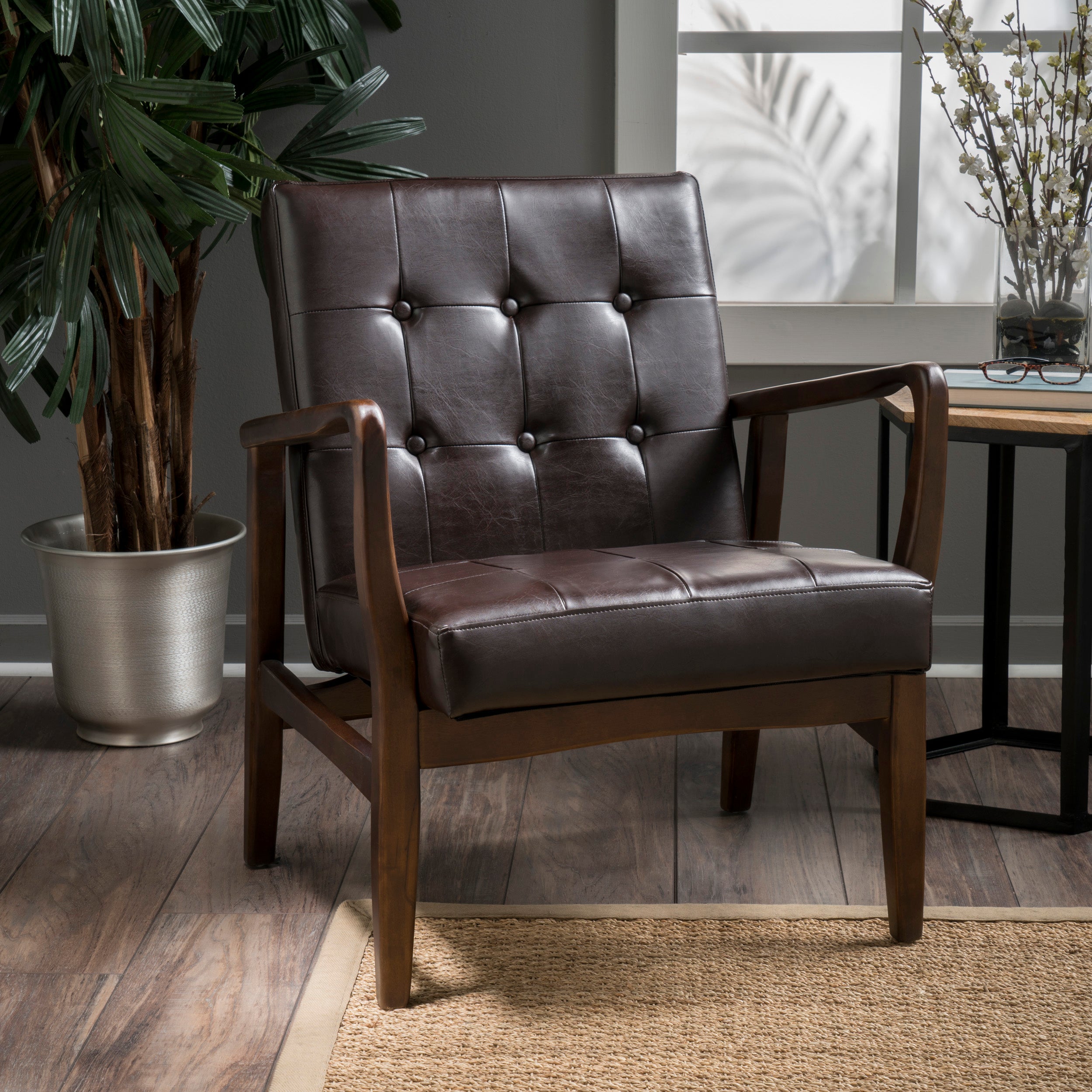 Callisto Mid Century Modern Leather Club Chair