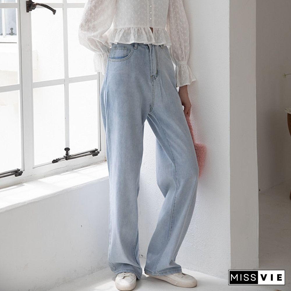 Woman Jeans High Waist Clothes Wide Leg Denim Clothing Blue Streetwear Vintage Quality Fashion Harajuku Straight Pants