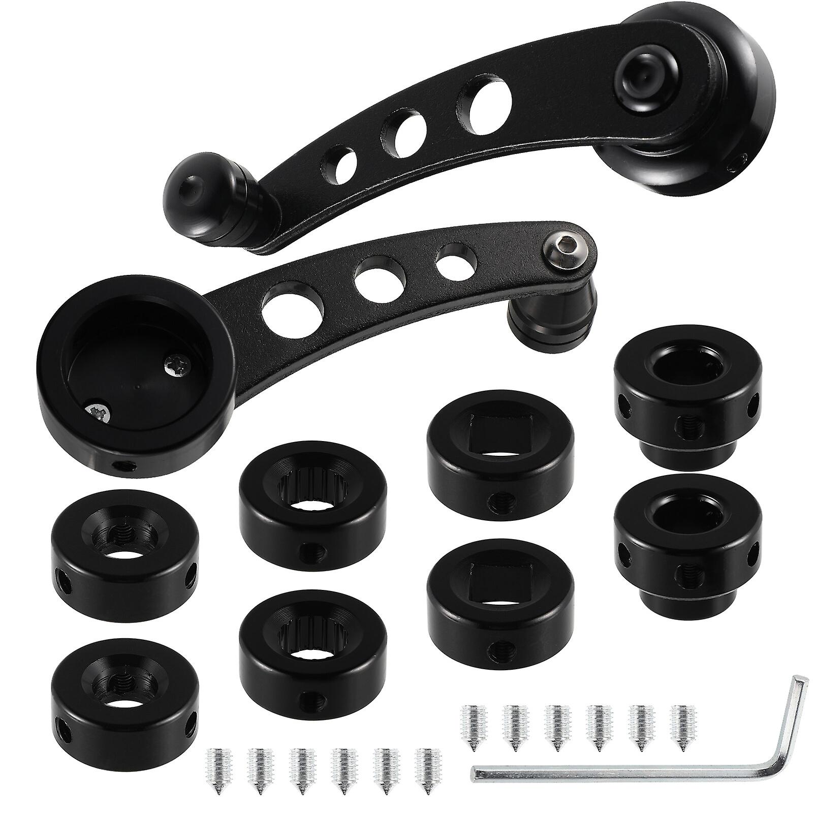 1 Set Car Window Shake Handle Winders Crank Rocker Aluminum Universal Doors Crank Handles Left Right Set Car Door Accessories (black)