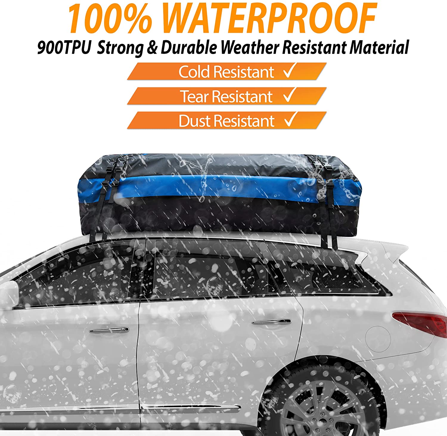 Zone Tech Car Roof Cargo Bag Protective Mat - Black with Blue Stripe Rubberized with A Strong Grip and Extra Cushioning Car Roof Pad