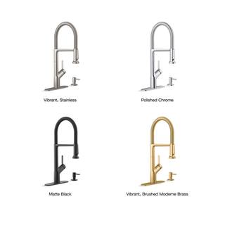 KOHLER Setra Single-Handle Semi-Professional Kitchen Sink Faucet with Soap Dispenser in Vibrant Brushed Moderne Brass K-R29343-SD-2MB