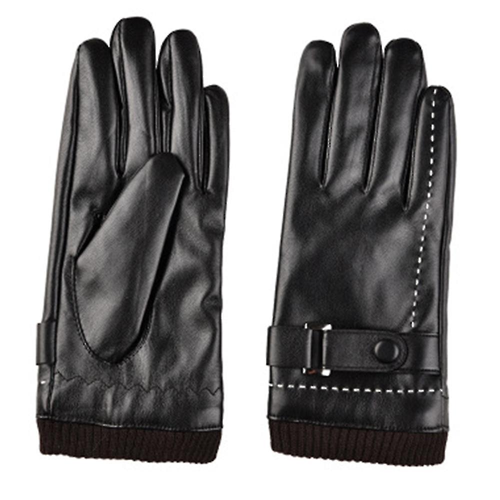 Winter Leather Gloves For Women， Wool Fleece Lined Warm Gloves