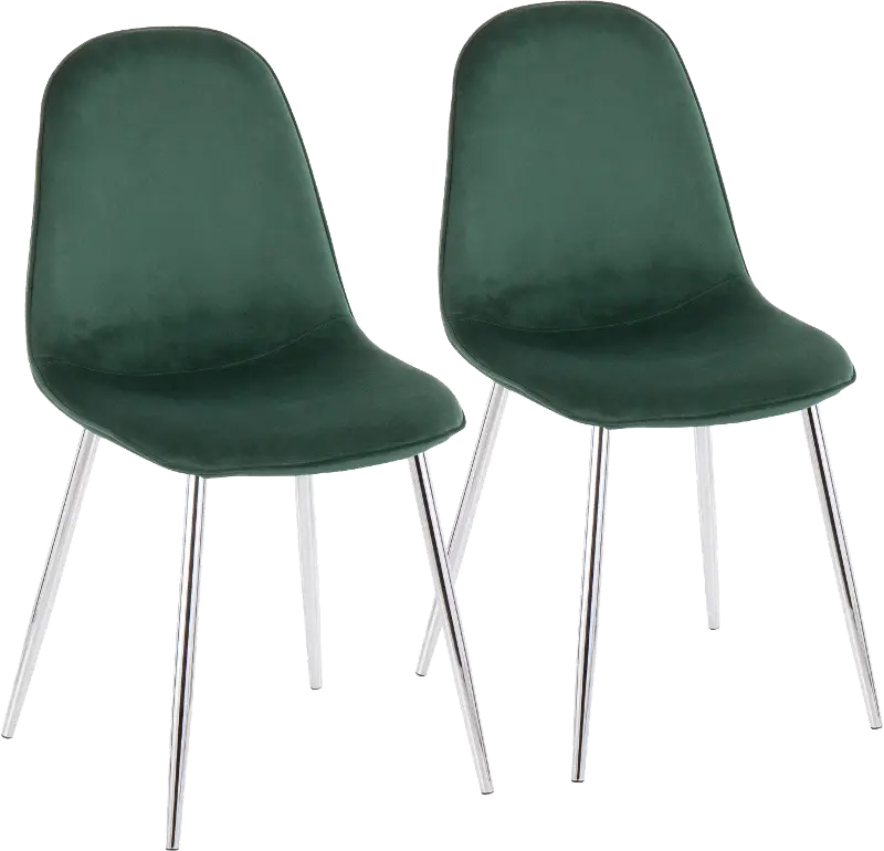 Contemporary Green and Chrome Dining Room Chair (Set of 2) - Pebble