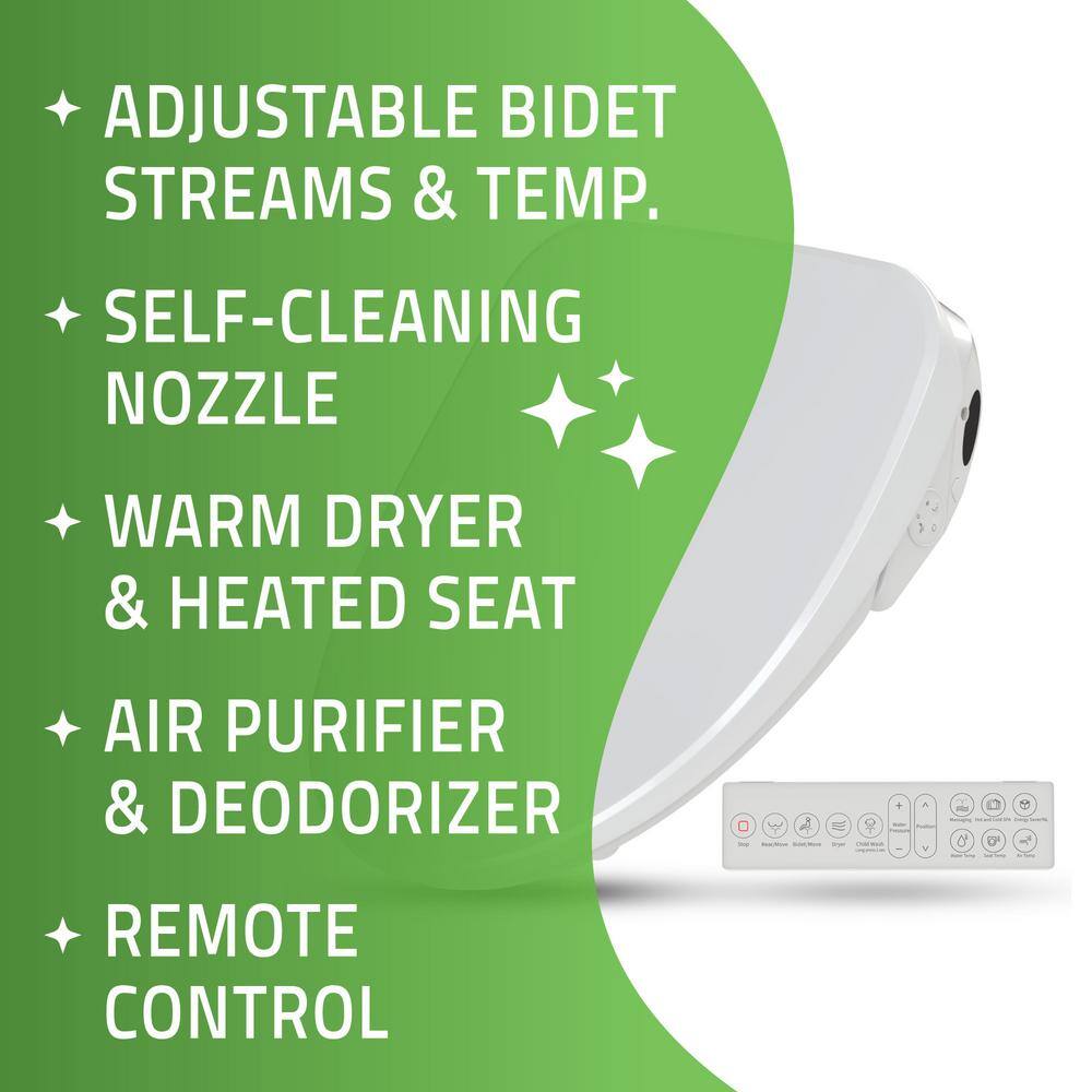 ANZZI Envo Dive Smart Electric Bidet Seat for Elongated Toilet in White with Remote Control Heated Seat and Deodorizer TL-AZEB105B