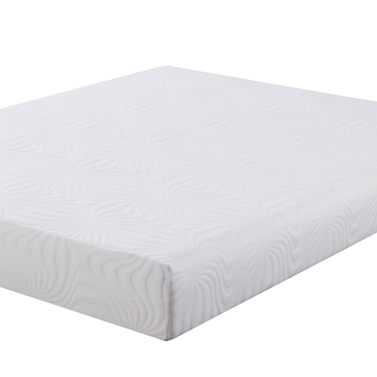 Twin XL Size Mattress with Patterned Fabric Upholstery, White- Saltoro Sherpi