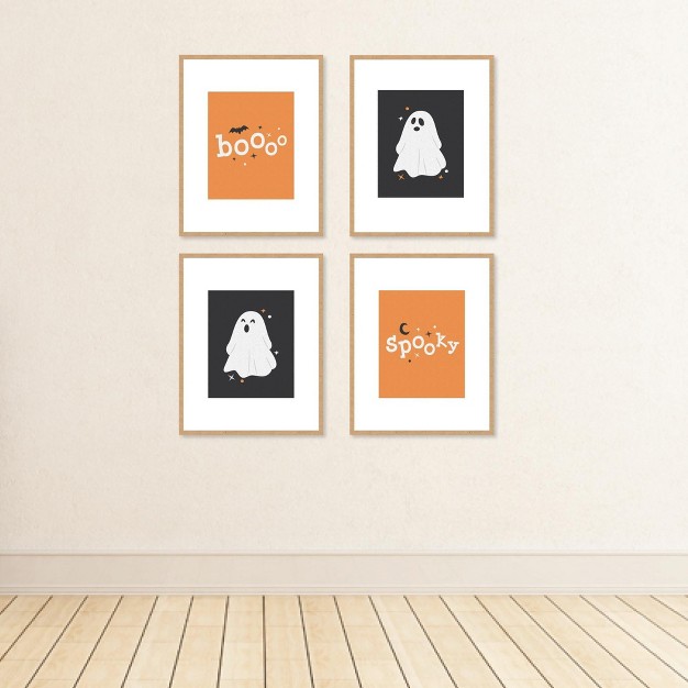 Big Dot Of Happiness Spooky Ghost Unframed Ghouls Halloween Linen Paper Wall Art Set Of 4 Artisms 8 X 10 Inches