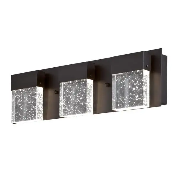 Westinghouse Lighting Cava II Three-Light, 21-Watt LED Indoor Wall Fixture, Matte Black Finish with Bubble Glass - 3-Light