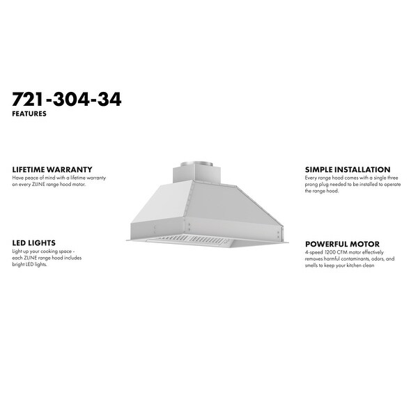 ZLINE Ducted Wall Mount Range Hood Insert - Outdoor Approved Stainless Steel