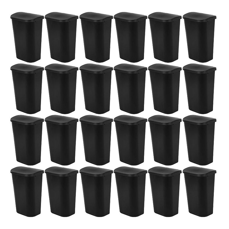 Sterilite 11.3 Gal Lift Top Lid Kitchen Trash Can Wastebaskets， Black (24 Pack)