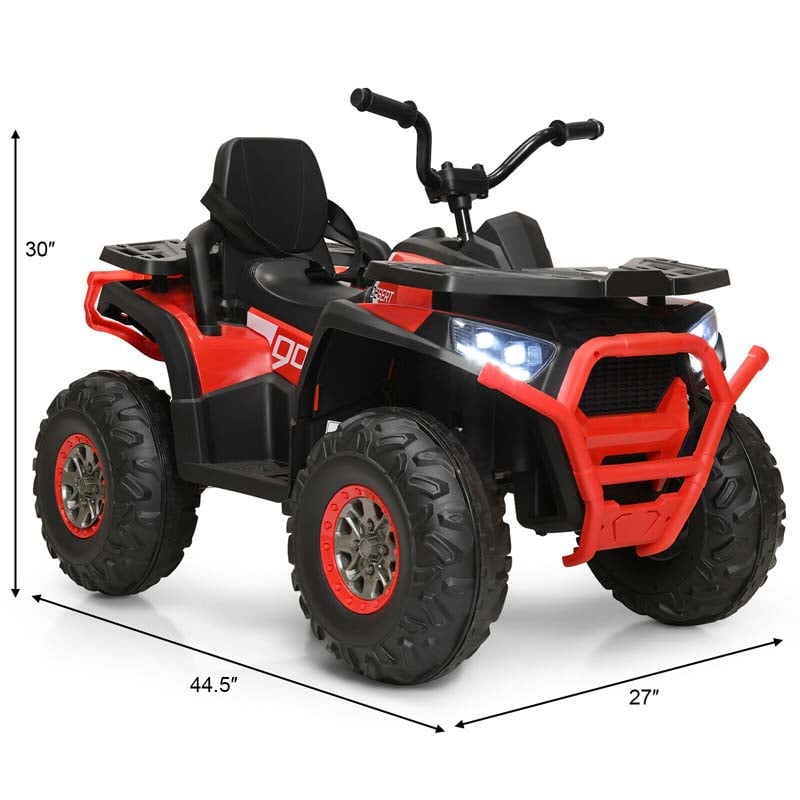 12V Kids Ride-On Electric ATV 4-Wheeler Quad Car Toy with MP3 & LED Lights