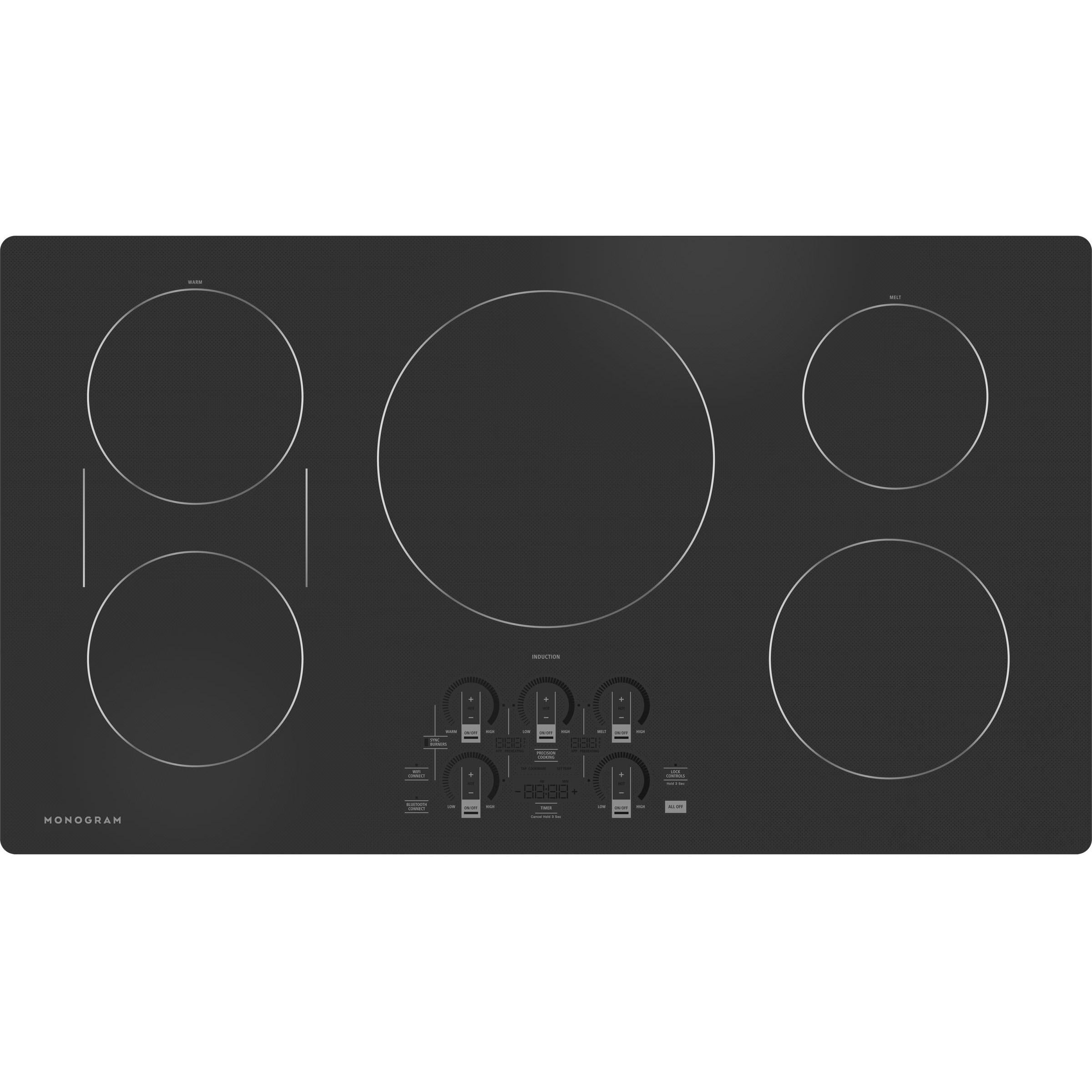 Monogram 36-inch Built-in Induction Cooktop with Wi-Fi Connect ZHU36RDTBB