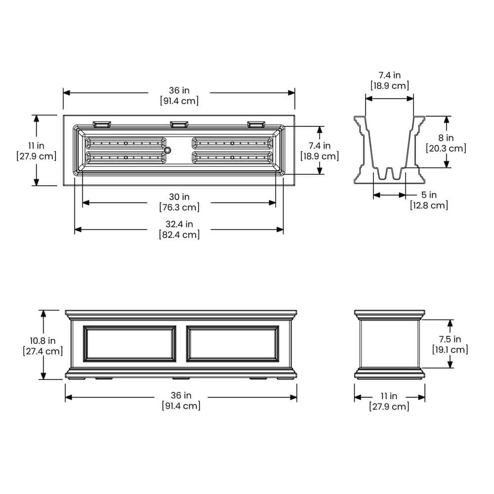 Mayne Fairfield 36 in. x 11 in. Self-Watering Espresso Polyethylene Window Box 5822-ES