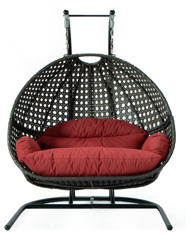 LeisureMod Wicker Hanging Double Egg Swing Chair   Traditional   Hammocks And Swing Chairs   by Uber Bazaar  Houzz