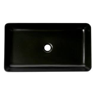 ALFI BRAND 24 in. Above Mount Porcelain Rectangular Vessel Sink in Black Matte ABC902-BM