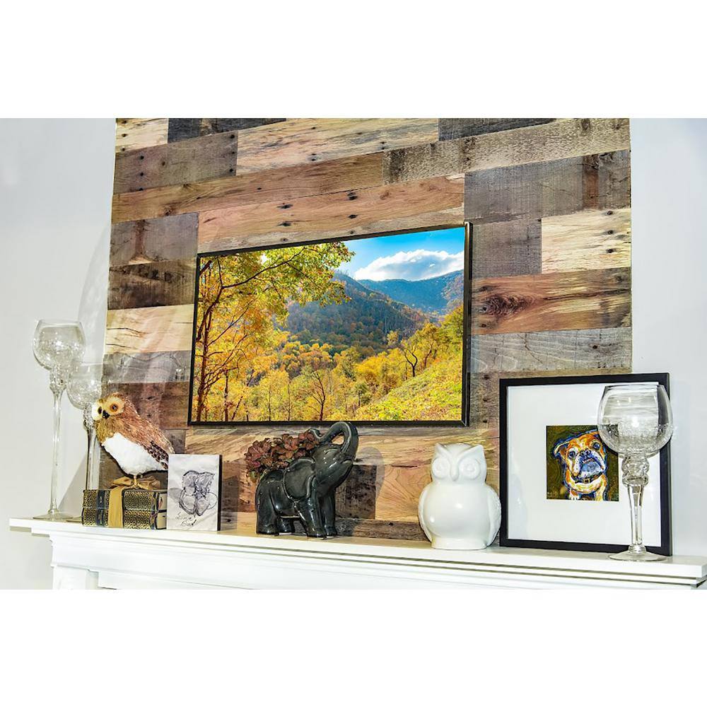 BARNLINE 12 in. x 32 in. Multi-Width Multi-Color Kiln Dried Antique 100% Reclaimed Wood Kit Planks(10 sq. ft.) 510689