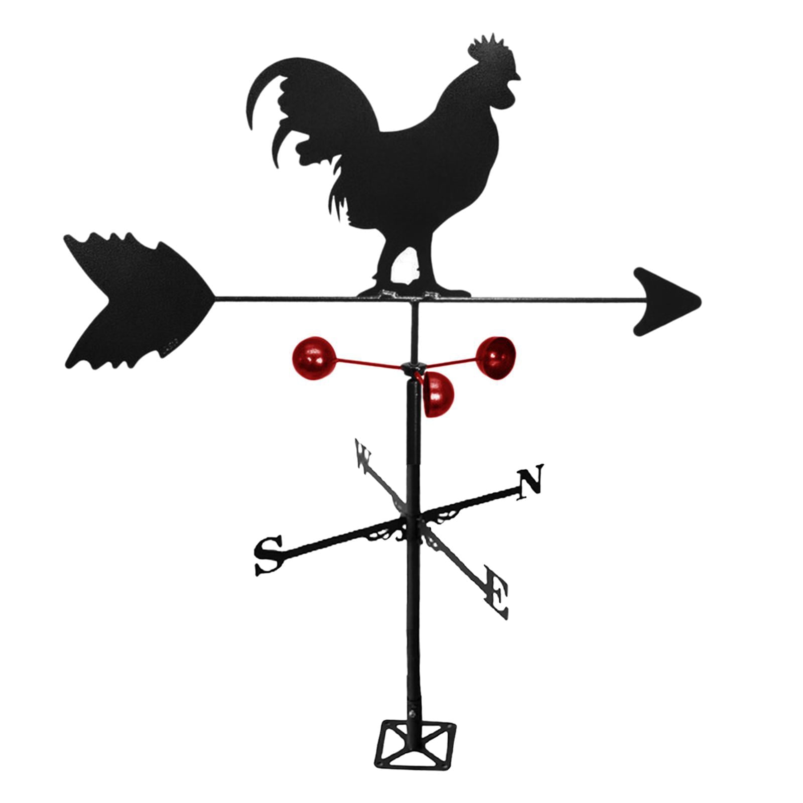 Chicken Stainless Steel Rooftop Weathervane Ornament or Garden Stake Decor for Yard，Retro Weathervane Weather Vane Wind Direction Indicator Decorations-black