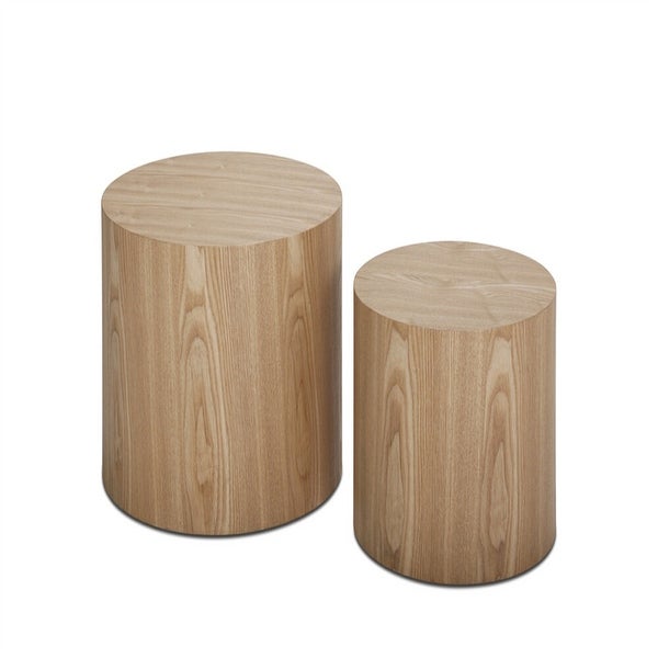 MDF side table，coffee table，end table，nesting table set of 2 with oak veneer for living room，office，bedroom