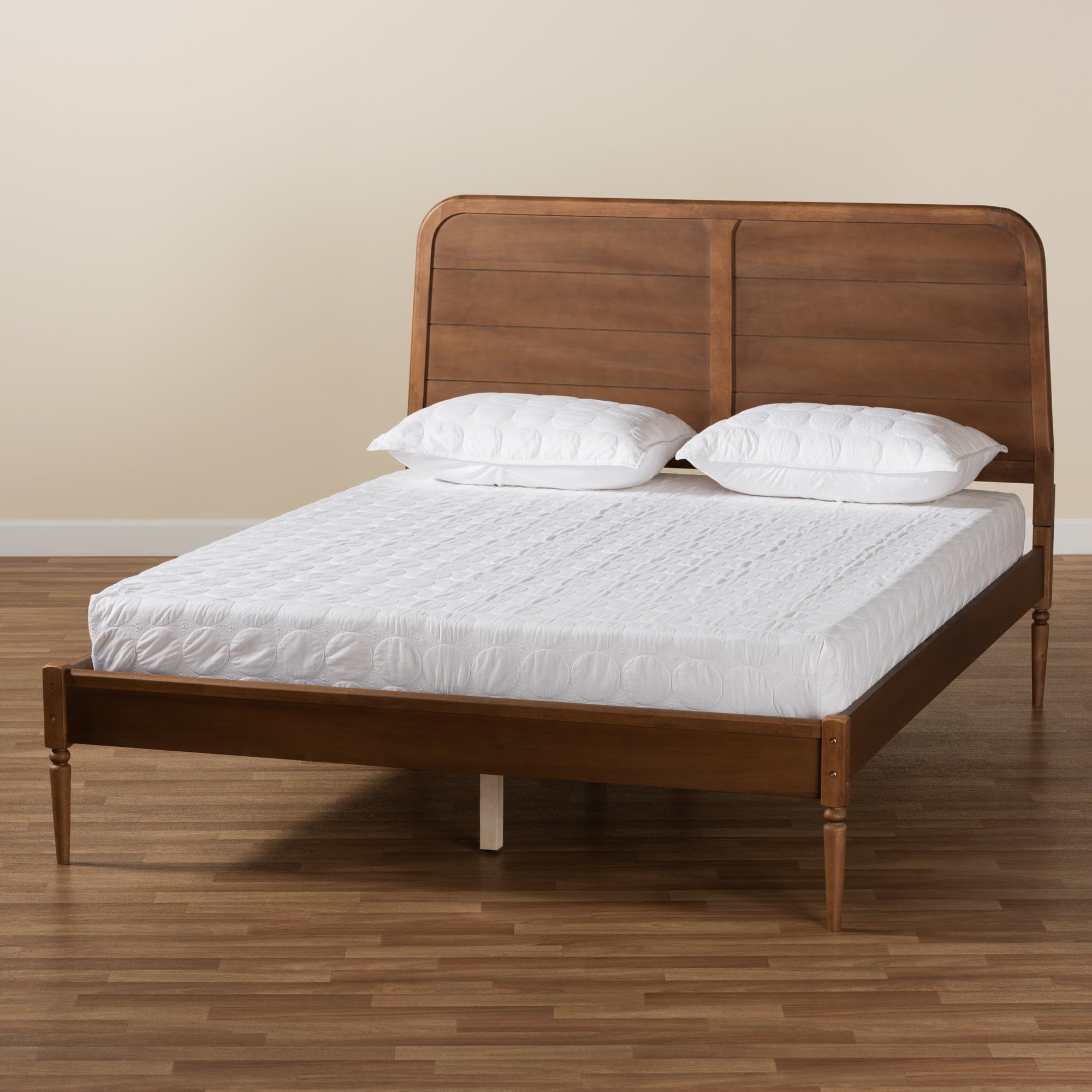 Baxton Studio Kassidy Classic and Traditional Walnut Brown Finished Wood King Size Platform Bed