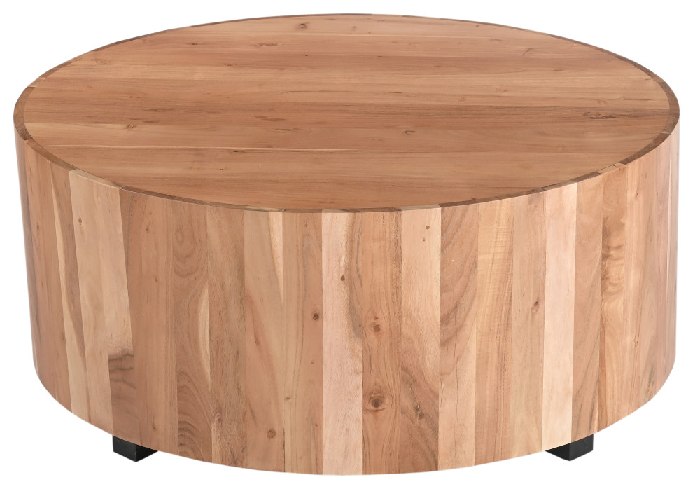 Mango Wood Drum Coffee Table   Transitional   Coffee Tables   by Design Tree Home  Houzz