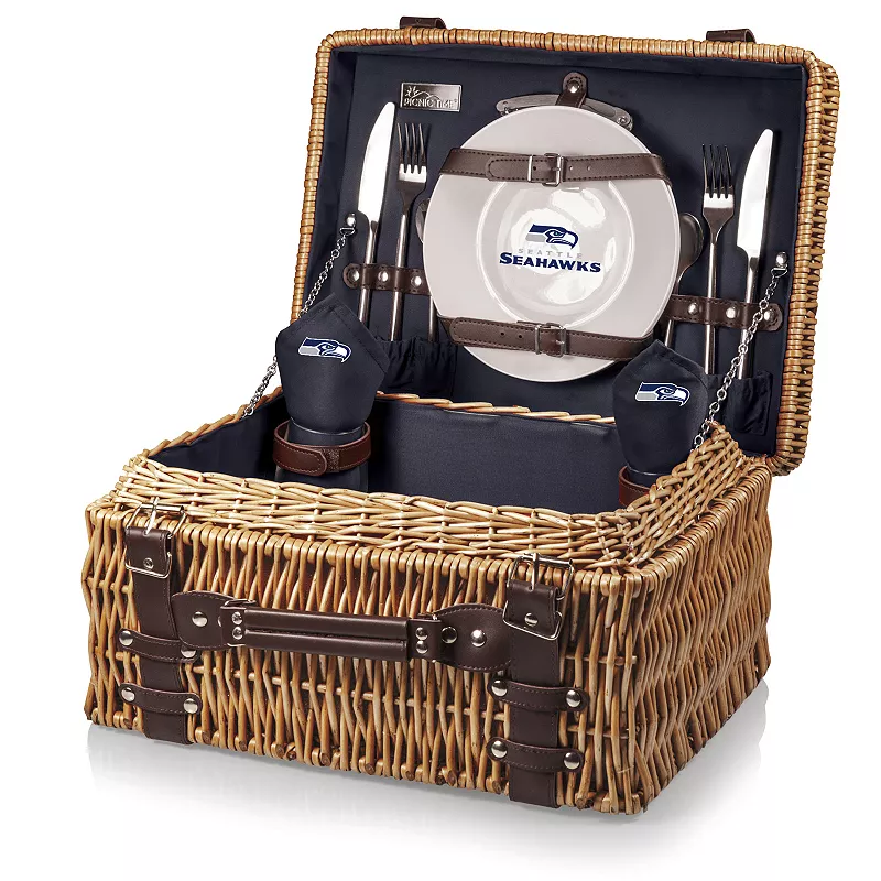 Picnic Time Seattle Seahawks Champion Willow Picnic Basket with Service for 2