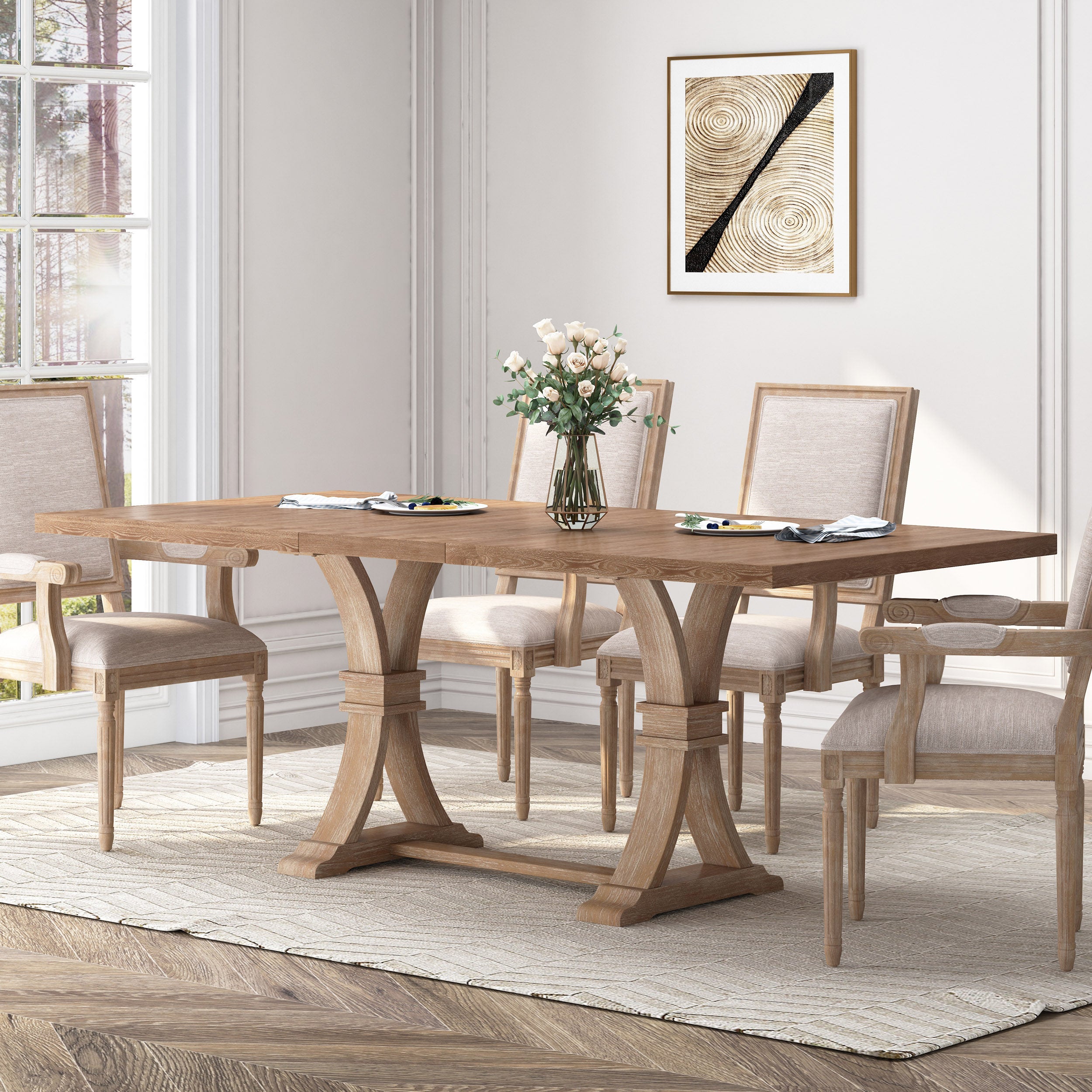 Luoma Rustic Wood Expandable Dining Table