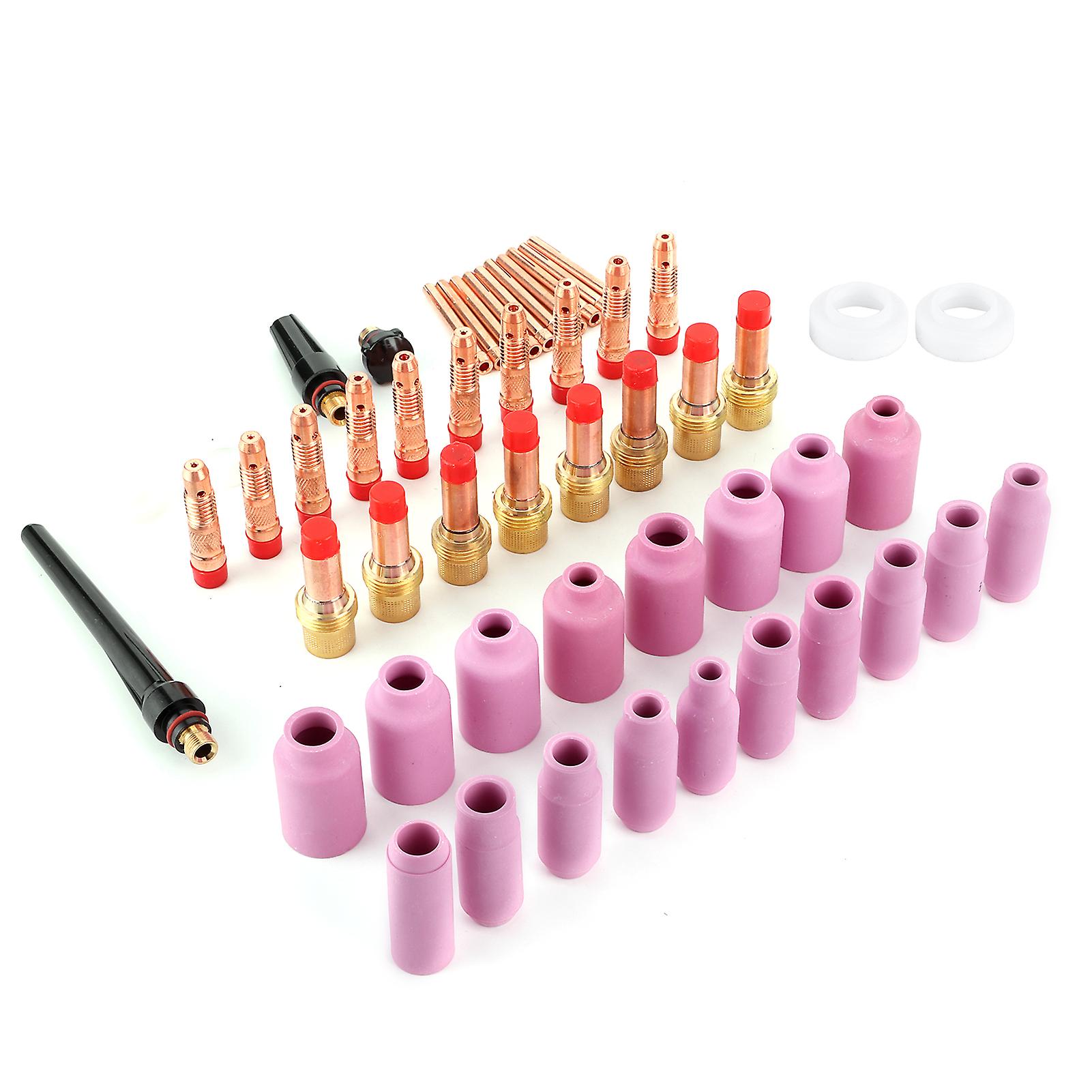 51pcs/set Welding Nozzle Ceramic Torch Gas Lens Welder Tip For Wp/17/18/26 Repairing Tool