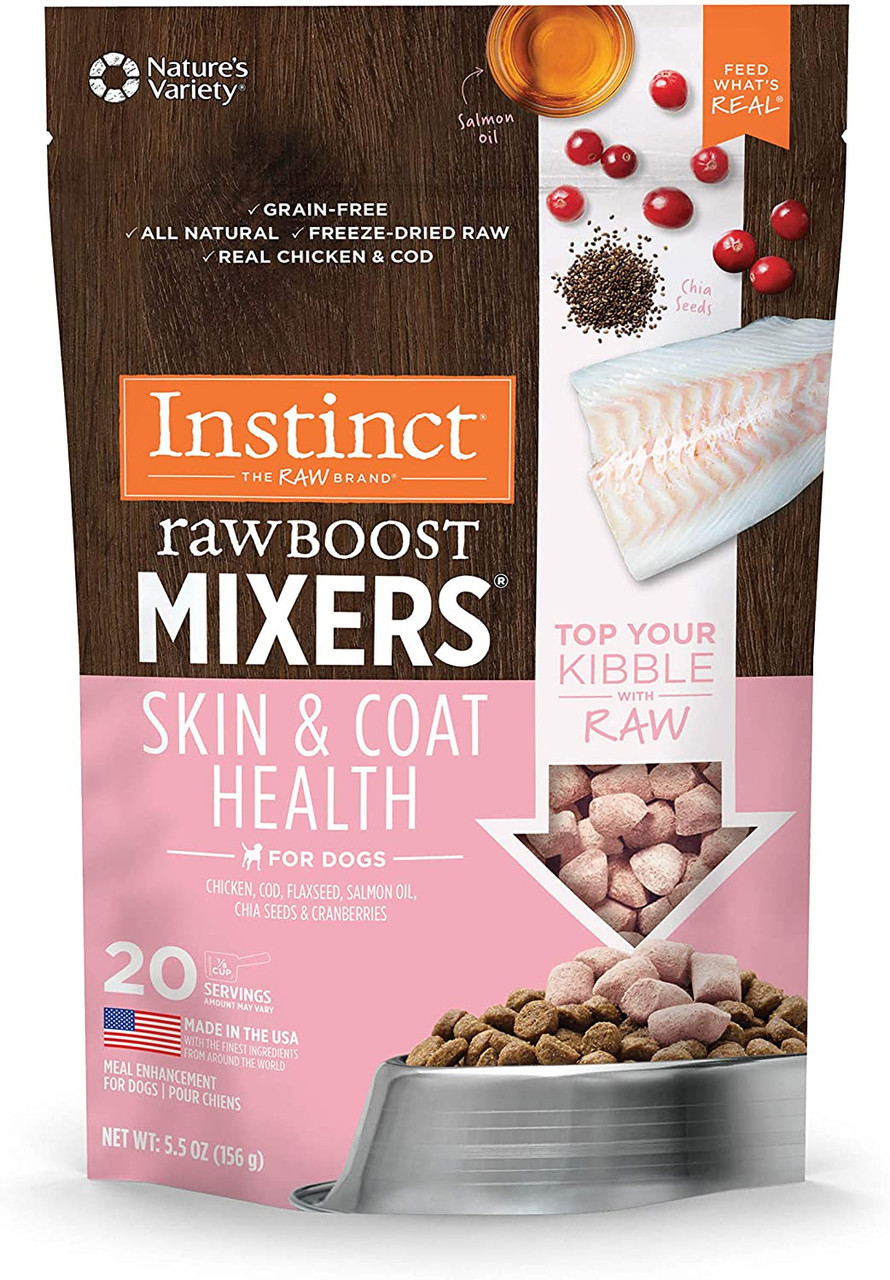 Nature's Variety Instinct Freeze-Dried Raw Boost Mixers Skin and Coat Health Dog Food， 5.5 Oz.