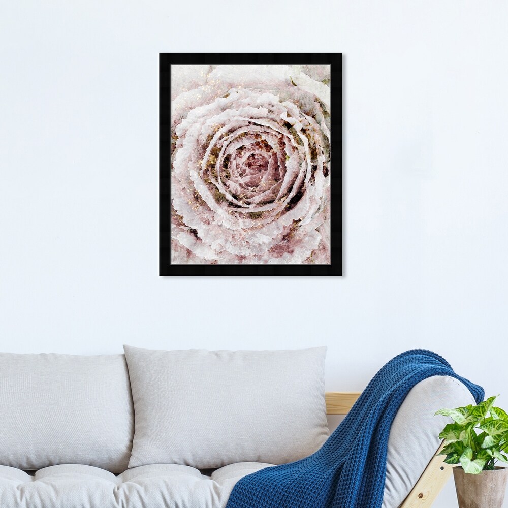 Blush Pink and White Rose Flower Farmhouse Frame Art Print for Entry Way