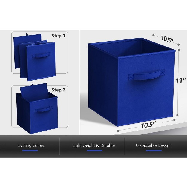 Sorbus 11 Inch 6 Pack Foldable Fabric Storage Cube Bins With Handles For Organizing Pantry Closet Shelf Nursery Playroom And More royal Blue