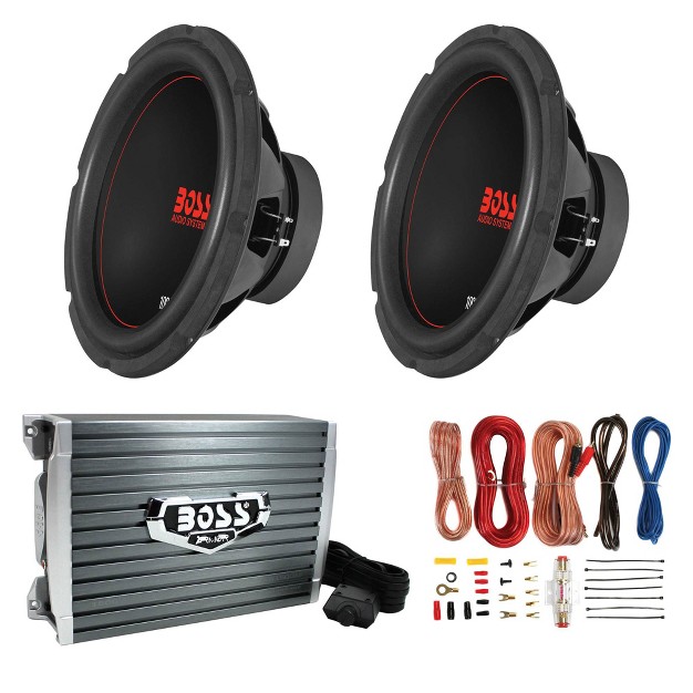 1000w Dvc 4 Ohm Subwoofer pair W Amplifier amp Wiring