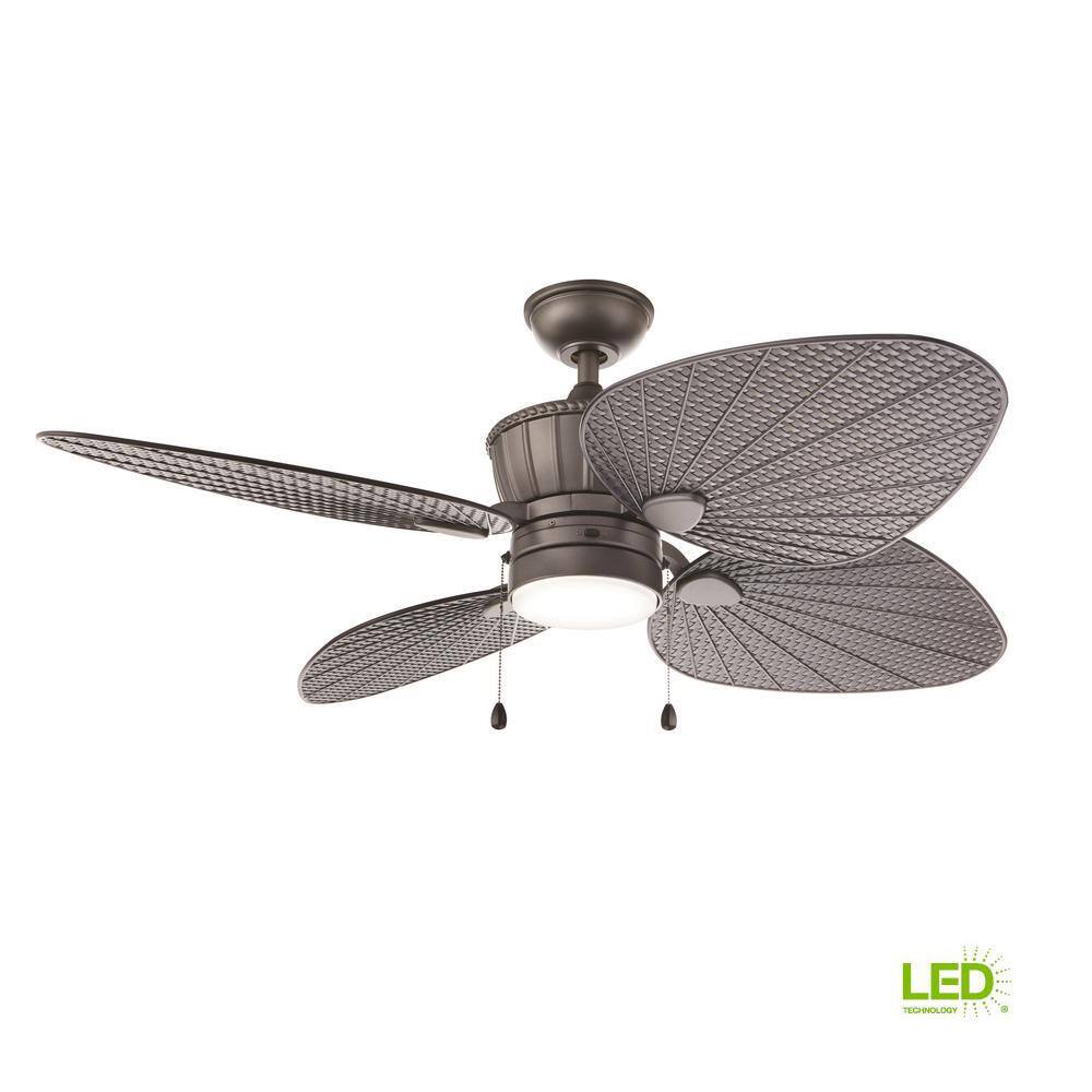 Home Decorators Collection Pompeo 52 in. Integrated LED IndoorOutdoor Natural Iron Ceiling Fan with Light Kit YG618-NI