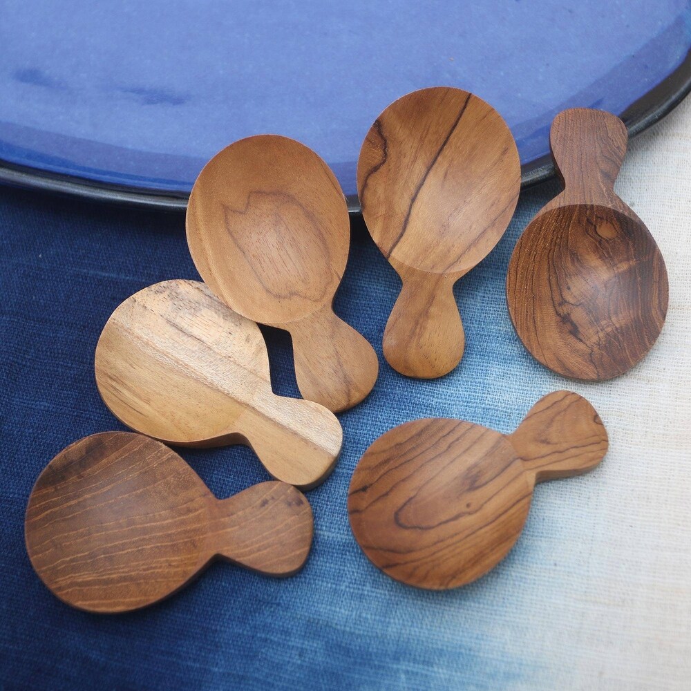 Handmade Time With Friends Wood Sugar Spoons (Set Of 6) Indonesia   3\