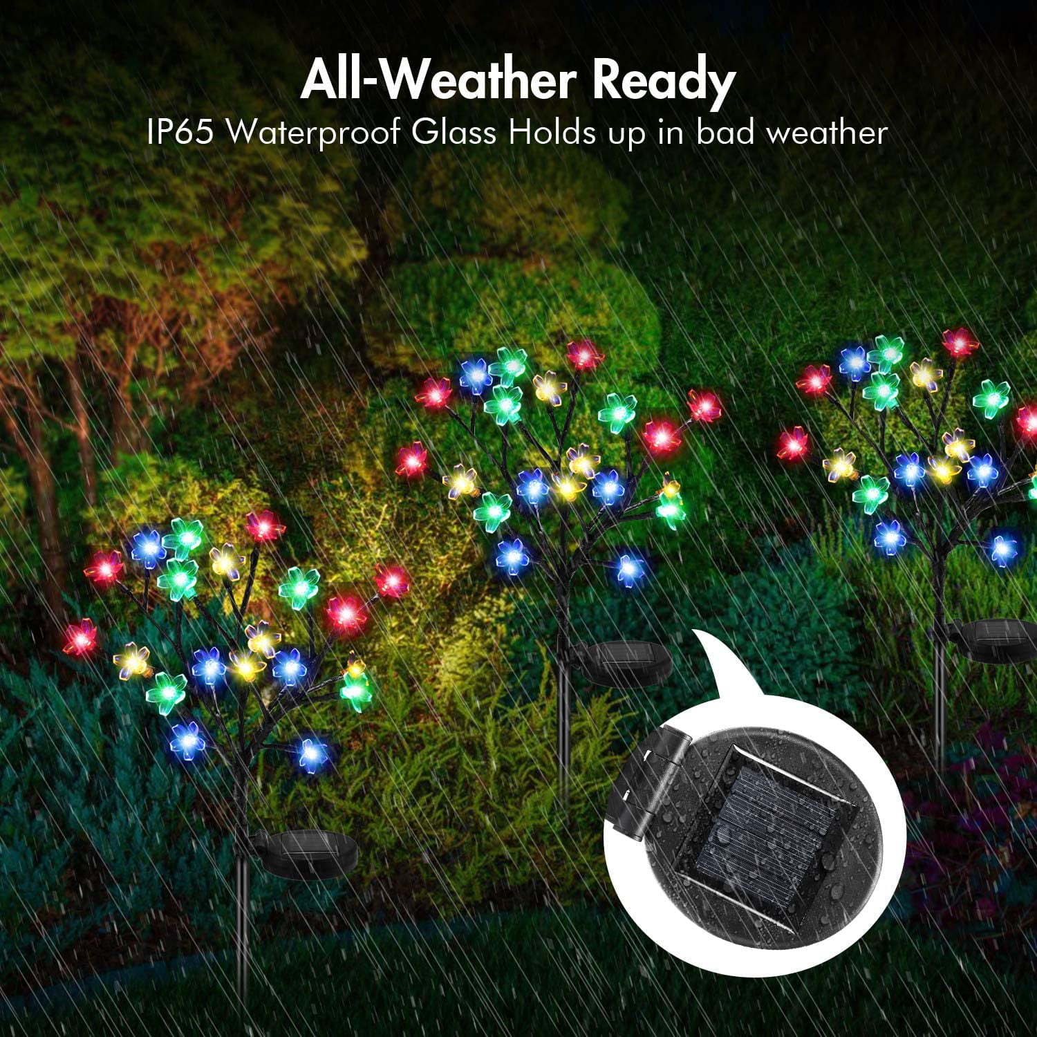 Garden Solar Lights Outdoor Decorative - LED Solar Powered Fairy Landscape Tree Lights， Beautiful Solar Flower Lights for Pathway Patio Yard Deck Walkway Christmas Party Decor 4 Pack