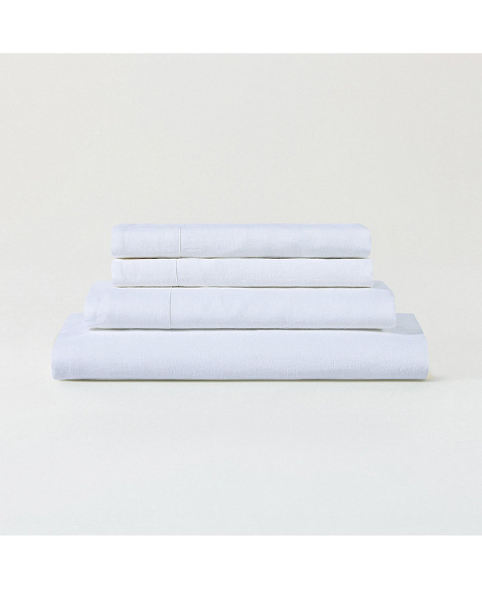 Sijo Luxeweave Linen Sheet Set， Queen (Includes 1 Fitted Sheet 60x80x16， 1 Flat Sheet 92x104 and 2 Pillowcases 20x29)