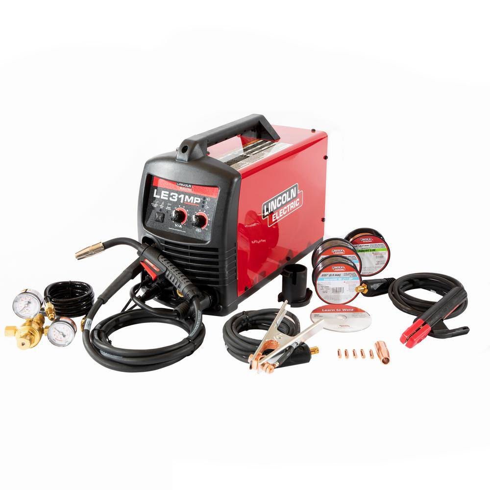 Lincoln Electric 140 Amp LE31MP Multi-Process StickMIGTIG Welder Magnum Pro 100L Gun Sample Spool - 1 MIG and 2 Flux-Cored Wire 120V K5365-33