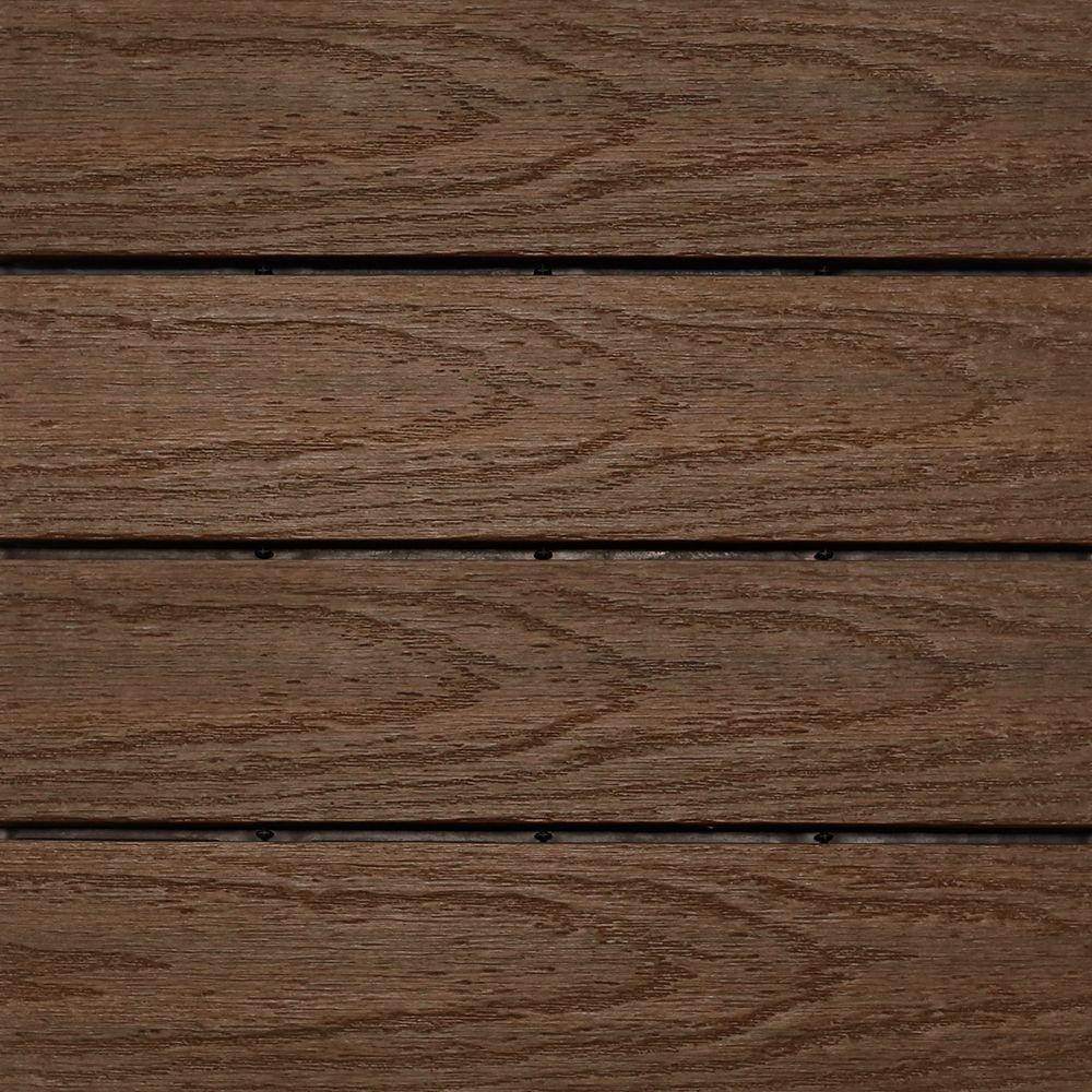 NewTechWood UltraShield Naturale 1 ft. x 1 ft. Quick Deck Outdoor Composite Deck Tile Sample in Brazilian Ipe US-QD-ZX-IP-S