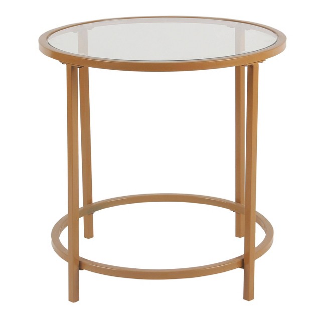 Round Metal Accent Table With Glass Top Gold Homepop