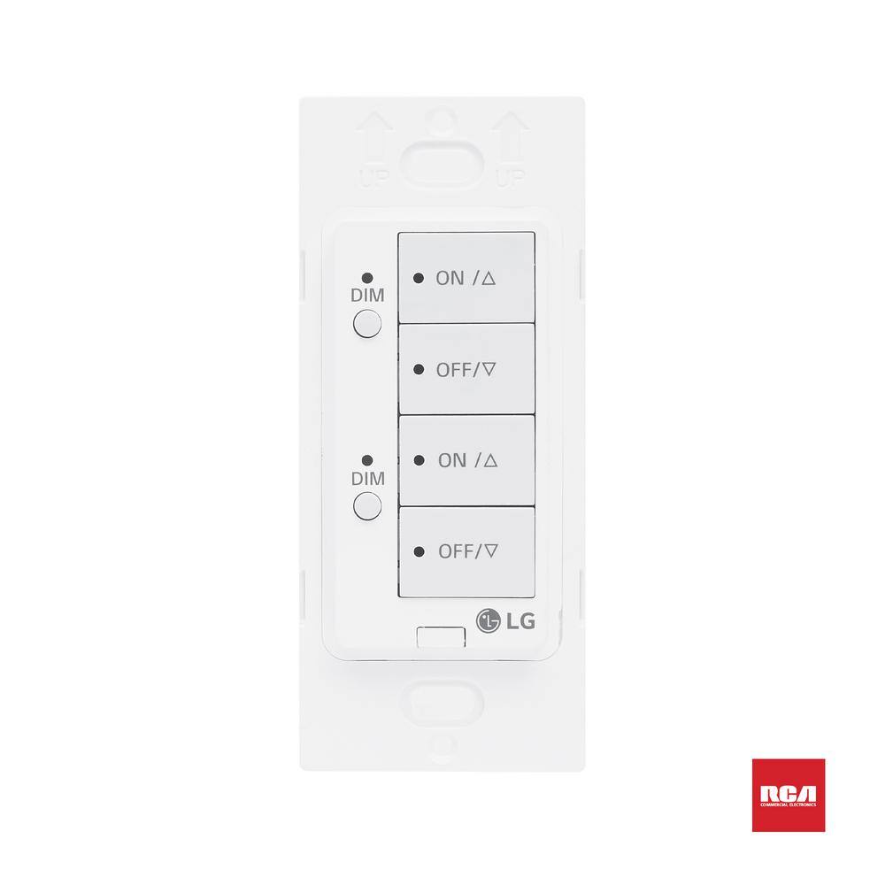 RCA Sensor Connect 4-Button Wireless Remote Scheduling LED Light Switch 2-Group White LG-SWITCH-4B-AC