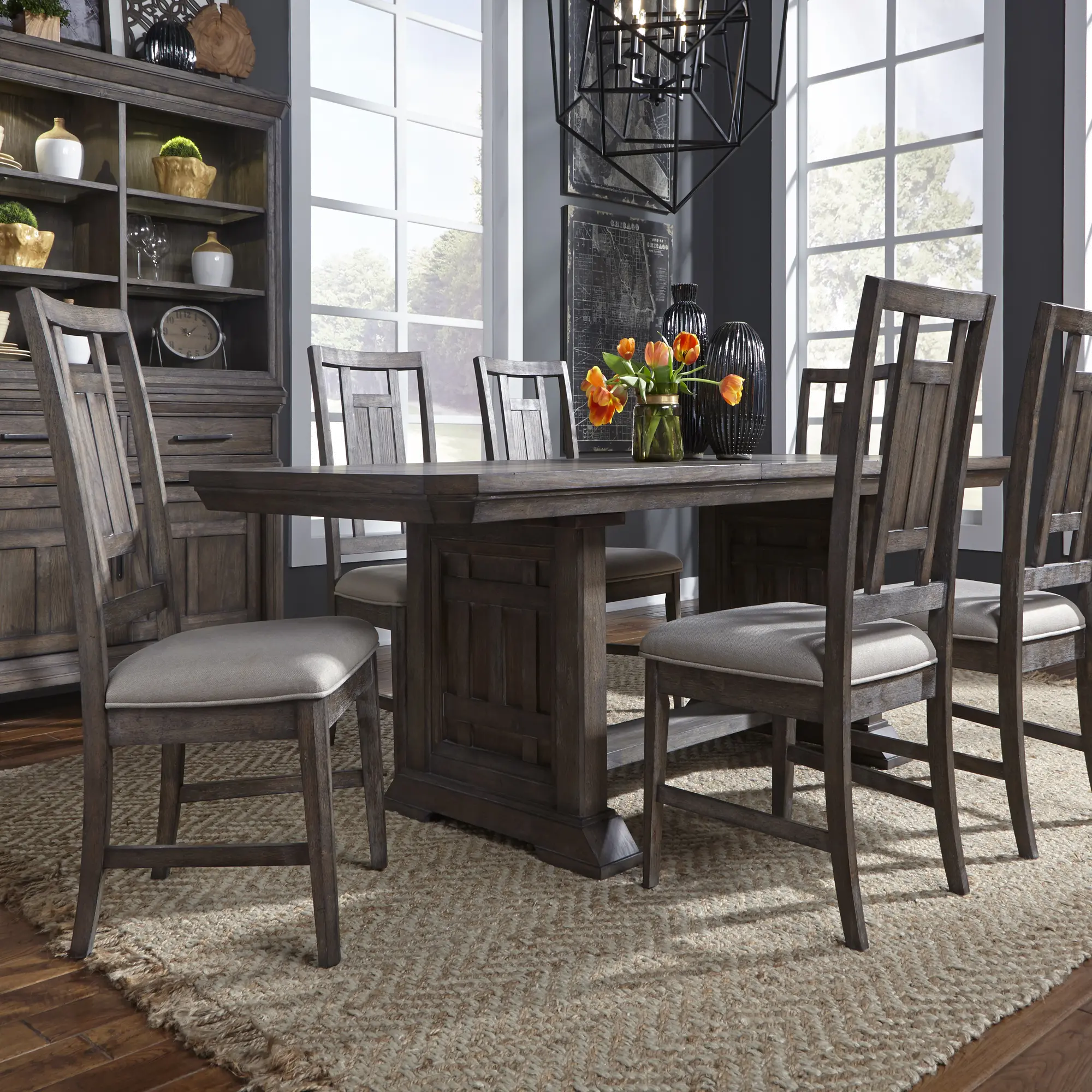 Artisan Prairie Gray Lattice Back Dining Room Chair